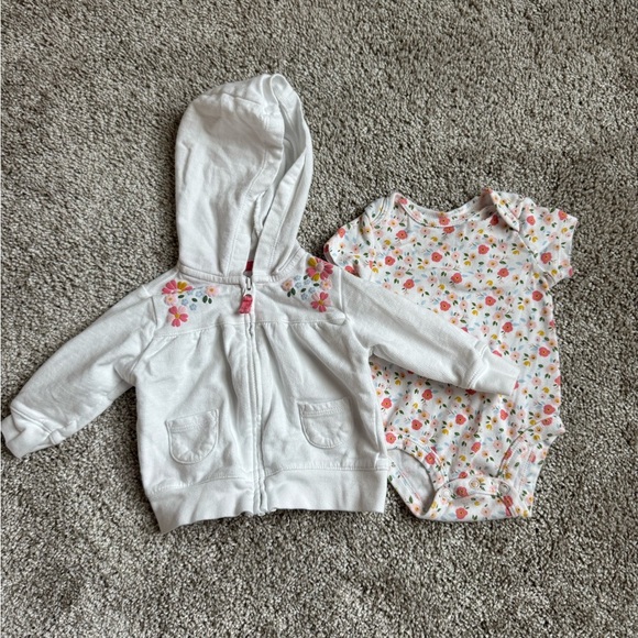 Baby Girls Cute Floral Baby Hoodie and Bodysuit Set outfit size 3 months - Picture 7 of 11